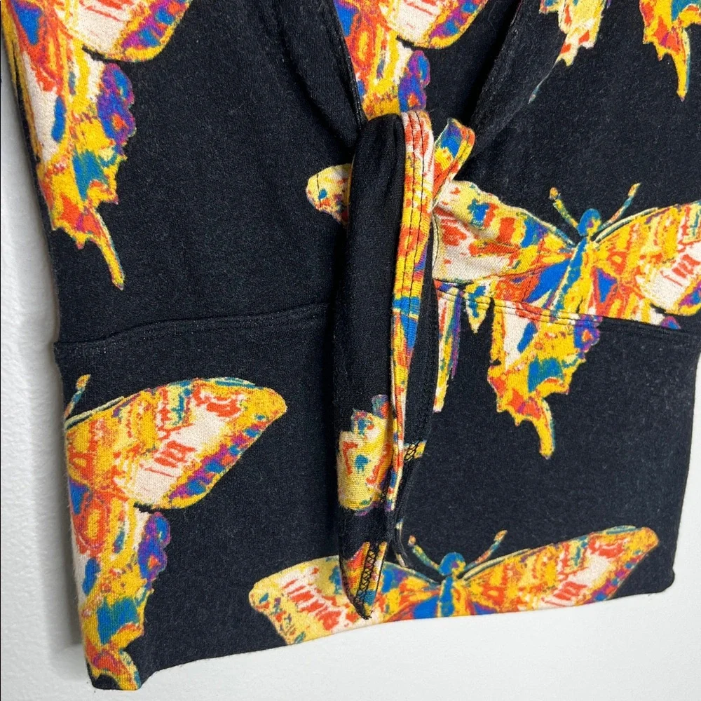 Free People Whimsical Butterfly Print Ready Set Sail Tie Front Crop Top size XS